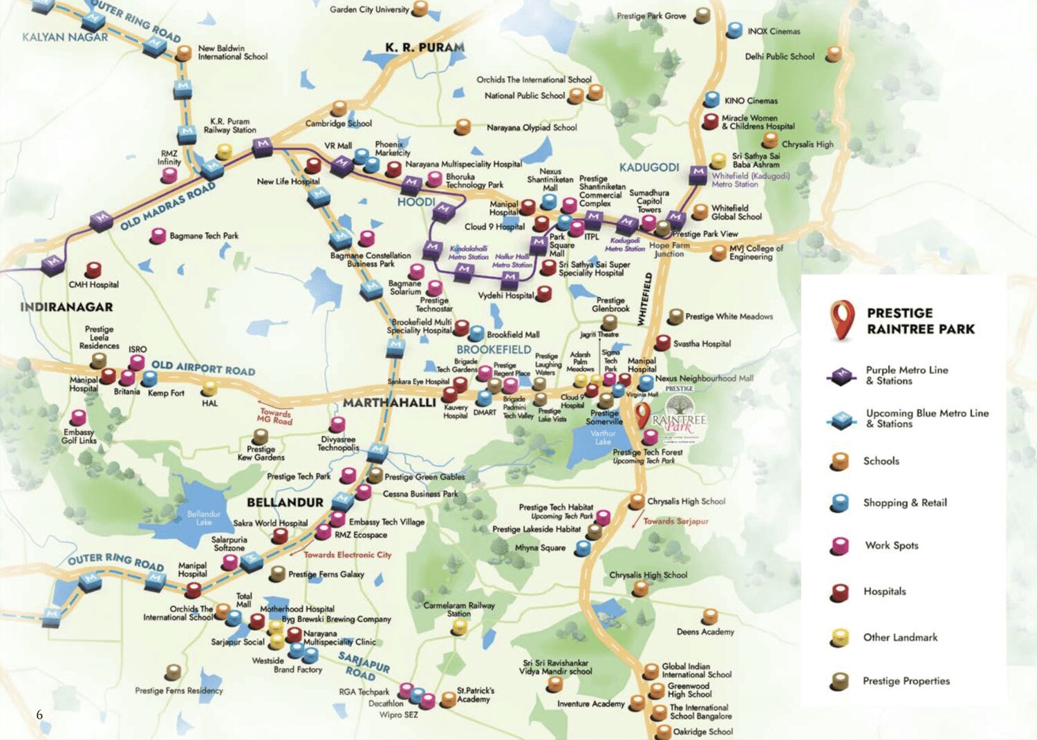 Prestige Raintree Park Whitefield Location Map